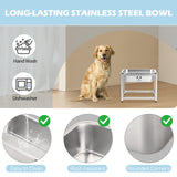 Elevated Dog Water Bowl, Stainless Steel Dog Bowl for Medium Large Dogs, Easy to Clean and Assemble for Outdoor Use 0.85 Gallons Bowl with Full Metal Stand Raised 10.23"