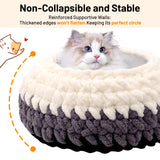 BUMUBI Handwoven Soft Cat Cave Bed, Indoor Cat Beds with Washable Round Nest, Kitten House & Cat Furniture, White & Gray