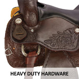 Schneiders Open Range II Tooled Western Show Saddle | Comfortable Saddle | Lightweight Construction | Latigo Cinch and Tie Straps | Color Dark Oil | Size 15