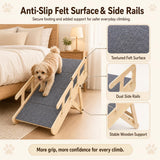 2-in-1 Dog Ramp for Bed and Couch, Wooden Pet Stairs for Small and Medium Dogs and Cats, 25.2" Foldable Pet Steps with 2 Adjustable Heights, Anti-Slip Felt Surface, Side Rails
