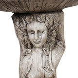 SunJet 25” High x 17” Diameter Outdoor Bird Bath with Goddess Pedestal Design - Fibre Reinforced Concrete Birdbaths for Garden, Patio, Yard, Lawn Décor