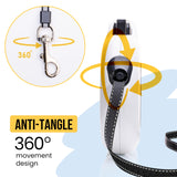 Award-Winning Retractable Dog Leash for Small and Medium Dogs (Max 55 lbs), Clip & Go System with Reflective Tape and Ergonomic Handle, Includes Clips, Poop Bag Holder and Dispenser, White
