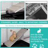 ketive 2-Tier Rabbit Hutch with Wheels, Indoor & Outdoor Small Animal Cage with Deep Pull-Out Tray, Anti-Chew Frame, Habitat for Bunny, Guinea Pig, Chinchilla (60" L x 19" W x 35" H)