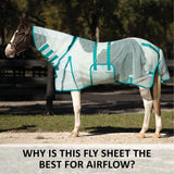 Schneiders Ripstop Nylon Mesh II Horse Fly Sheets | Optimal Airflow & UV Protection | Attached Neck Euro Bellyband | Color Teal | Size 70