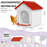 CSQOO Chicken Nesting Box, Waterproof Hens Nesting Boxes with Chicken Nesting Pads for Laying Eggs, Wall Mount Nesting Boxes for Chickens, Duck, Rabbit, Poultry (Red)