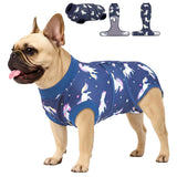 PetWarm Dog Suit for Surgery Recovery, Clothes for Dogs, Dog Bodysuit for Recovery, Cone Alternative for Post-Operative Use, Prevents Licking and Scratching, Unicorn Pattern, Blue, XS