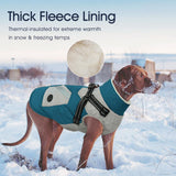 IECOii Large Dog Coat with Harness Built in,Reflective Waterproof Dog Coat for Giant Breeds - Zip Up Fleece Jacket for Dogs,Great Dane Winter Coats Warm Snowsuit for Cold Weather, Turquoise Green, 4XL