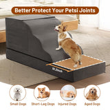 BUMUBI Large Dog Stairs – Extra Large Dog Steps for Bed, Couch & Car, 6-Step Pet Steps for Puppies & Senior Dogs, Pet Stairs with Washable Cover, Side Pockets, Non-Slip Bottom, 43.3" L x 19.7" W Grey