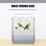 Stainless Steel Travel Bird Cage, 304 Portable Foldable Carrier for Parrots, Conures, Cockatiels, Parakeets – 17 Inch Large Birdcage with Aluminum Handle & Perch(Blue, Large Birdcage)