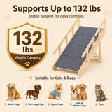 2-in-1 Dog Ramp for Bed and Couch, Wooden Pet Stairs for Small and Medium Dogs and Cats, 25.2" Foldable Pet Steps with 2 Adjustable Heights, Anti-Slip Felt Surface, Side Rails
