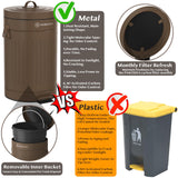 PAWZIDEA Dog Poop Trash Can Outside Odor Control, 3.1Gallon Pet Waste Trash Can Outdoor Waterproof, Dog Poop Container Bin Outdoor Garbage Can with Lid, 7.8in Activated Carbon Filter Pet Waste Station