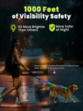 Light Up Dog Leash, LED Pet Leash for Night Walking,13 Lighting Modes, Rechargeable Dog Lights, Glow in The Dark Walking Leashes with Tangle-Free Hook for Medium Large Dogs - 4 Ft