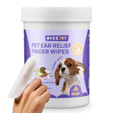 HICC PET Ear Cleaner Finger Wipes for Dogs & Cats, Vet-Recommended Dog Ear Infection Treatment to Relief Itching & Inflammation, Remove Wax, Dirt & Stop Smelly, Non-Irritating, 50ct(Coconut Scent)