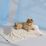 Bedsure Cooling Blanket for Small Dogs with Breathable Air-Core Fill Q-MAX>0.4 - Dog Cooling Mat Soft, Lightweight Pet Cat Throw Cold Blanket Washable for Summer, Beige, 25x35
