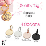MiauCraft Lifetime 1Year Promise Personalized Engraved Cat & Dog Tag | Cat tag: Durable Stainless Steel. Custom Stylish Doble Sided Engraving | Pet Tag | Many Fonts & Design (Black Round)