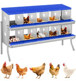 GarveeLife Chicken Nesting Box, 10 Compartments Nesting Box for Chickens, Two-Tier Galvanized Steel Chicken Egg Laying Box with Large Vented Holes Wall Mounting for Easy Egg Collection