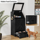 Dog Feeding Station with 2 Elevated Bowls, Dog Food Storage Cabinet with Pet Toy Organizer and Flip Top Pet Feeding Station,Hidden Pet Feeder Station