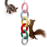 Sugar Glider Toys, Hanging Cotton Rope Ring Climbing Toy for Little Pet, Rat toys, Sugar Glider Cage Accessories, Exercise Toys for Sugar Glider, Rat, Squirrel, Bird, Other Little Climber （Short）