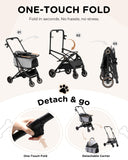 GTPLAYER Pet Stroller for Small Dogs & Cats, 3-in-1 Foldable Pet Stroller with Detachable Carrier, 360° Swivel Front Wheels & Rear Brakes, Up to 45 lbs, Grey