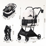 Beberoad Pets T3 Foldable Pet Stroller for Small Dogs & Cats, 3-in-1 Lightweight Dpg Stroller with Detachable Carrier (Beige)