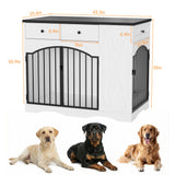 IHUESHO 43.3" Furniture Style Dog Crate with 3 Storage Drawers, Heavy Duty Wood Pet Kennel with Removable Feeder, Modern End Table Dog House with Dual Doors for Large Dogs (41-70 lbs) (Black)