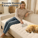 Smiry Non Slip Couch Armrest Covers for Dogs, Fuzzy Pet Couch Arm Covers for Sofa Pet Friendly, Soft Sofa Slipcovers Recliner Chair Arm Protector Washable (Apricot, 27.6" x 27.6")