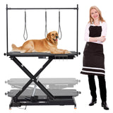 Upgraded 47” Electric Dog Grooming Table, 9"- 40" Height Adjustable Heavy Duty Electric Grooming Table with Anti Slip Tabletop, 3 Grooming Noose, for Dogs&Cats, Black