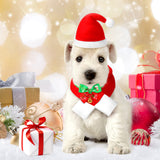 Christmas Dog Santa Hat with Scarf Pet Costume Dog Christmas Outfit Xmas Pet Hat Scarf Bow Tie Collar with Bell Dog Santa Claus Hat Scarf Suit for Cat Dog Puppy Cosplay Xmas Costumes Party Fancy Dress