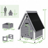 PawHut Chicken Coop for 2 Hens, Outdoor Wooden Chicken House with Removable Nesting Box & Roosting Bar, Tray, Ramp, Poultry Cage Rabbit Hutch, 31" x 29" x 43", Grey