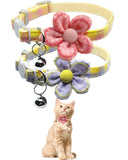 Plaid Kitten Collar with Flower，Cat Collar Breakaway with Bell，Cat Collars for Girl Cats，Adjustable 7 to 12.6 inches for Small and Medium Pets (Pink & Purple)