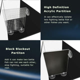 iPriro 3 Gallon 12.6” L Fish Nano Glass Aquarium, with Separator Plate for Betta, Multi-Functional Square Fish Tank with Filter, LED Light, Black 4mm Glass