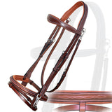 Exion Quick Change Snap English Bridle for Horses – Soft Lined Anatomical Jumping Bridle with Rubber Reins – Snap-On Crown & Cheekpiece – Wave Padded Browband & Raised Noseband – Horse Tack Set