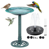 Bird Bath for Outside, Large 28 inch Tall Birdbaths for Outdoors with Solar Water Fountain, Plastic Retro Green Bird Baths Bowl for Outdoor Garden Lawn Yard Patio Hotel Landscape Decor - Wide 20"
