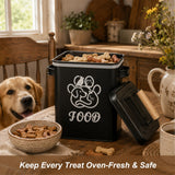 Bopulatrix Dog Treat Container Airtight Set of 2-5.9x5.9x7.9 & 4.7x4.7x4.7 inch Iron Dog Treat Jars, 26 Cup Capacity, Food Grade Epoxy Coated, with Scoops, Black