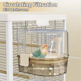 YOOSO WING Automatic Bird Baths for Cage – Indoor Parakeet Bath with Pump, Bird Shower with 2 Modes Running Water, Bird Cage Accessory for Pet Birds Conure Budgies Cockatiels Lovebird (Light Brown)