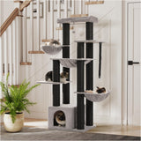 UYMI XXL Cat Tree, 67" Heavy Duty Cat Tower for Indoor Cats Large Adult with 13 Thick Scratching Posts (φ4.3), Large Perch, Spacious Condo, Hammock - for Maine Coon up to 20 lbs, Black