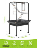 Garvee 64'' H Inch Birdcage Stand Play Center with Perches and Ladders, Indoor Outdoor Playground for Birds, Bird Playstand w/Rotated Ring Removable Tray, Lockable Caster, for Macaw and Parakeet