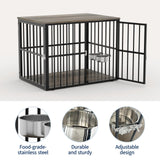 GarveeHome 43" Large Dog Crate Furniture with Double Doors, Heavy Duty Indoor Pet Cage Pet House with Lockable Dog Kennel Furniture & Side End Table for Large/Medium Dogs Wooden Decorative