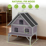 GUTINNEEN Outdoor Cat House Weatherproof Large Feral Cat Shelter with 2-Layer, Wooden Cat Condo with Balcony, Escape Doors and Openable Back Door for Multiple Cats Indoor