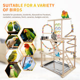 HPAWHOMEPART Bird Playground, Parrots Playstand for Small to Medium Birds, Perch Stand with 3 Ladders Playgym with Rope Perch, Swings Feeder Cups Bird Cage Accessories for Conure Cockatiel Lovebirds