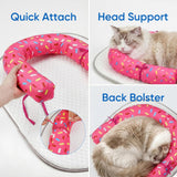Supet Cat Cooling Mat with Soft U-Shaped Pillow - Breathable Ice Silk Cooling Pad for Cats and Small Dogs - Portable Washable Summer Pet Bed for Indoor, Crates or Travel Use,Pink