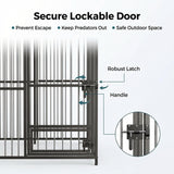 10 x 20 FT Large Outdoor Dog Kennel, Heavy Duty Outside Dog Kennel with Waterproof Cover Roof, Galvanized Metal Frame, Secure Lock, and Included Bowls for Backyard, Park, or Garden