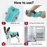 Preferhouse Dog Cooling Jacket for Large Dogs, Pet Cooling Vest with Mesh and D Ring, Dog Reflective Stripe Cooler Jacket for Beach, Hiking, Walking, Blue-L