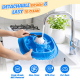 2-in-1 Slow Feeder Dog Bowl with Rolling Ball, Interactive Lick Bowl Toy for Dogs & Cats, Anti-Gulp Maze Feeder with Suction Base for Wet Food, Bone Broth & Treats, Anxiety Relief Enrichment Toy-Blue