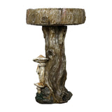 Hamiedun Bird Baths for Outdoor - 24.8" Tall Pedestal Resin fiber, Woodland Tree Trunk Decoration Yard Statue，Pedestal Birdbaths for Outdoors, Garden, Patio, Lawn, Backyard (24.8''H)