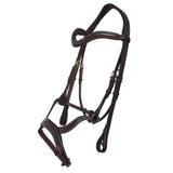 ExionPro English Jumping Bridle for Horses with Combined Flash Noseband | Anatomical Monocrown Padded Headpiece & Rubber Reins | Black/Brown Show Bridle for Eventing & Training