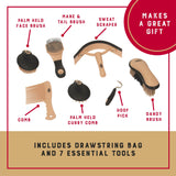 Weaver Equine Horse Grooming Kit, 7-Piece Horse Brush Set with Organizer Tote Bag, Hoof Pick, Comb, Sweat Scraper, Equine Tools for Daily Grooming, Black/Beige