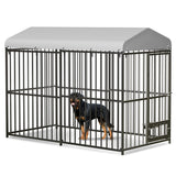 Garvee 8x4x6 ft Large Dog Kennel Outside Heavy-Duty Outdoor Dog Cage with Roof and Double Lock, Enclosures with UV-Resistant All Weather Resistant Walk-in Pet Playpen