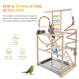HPAWHOMEPART Bird Playground, Parrots Playstand for Small to Medium Birds, Perch Stand with 3 Ladders Playgym with Rope Perch, Swings Feeder Cups Bird Cage Accessories for Conure Cockatiel Lovebirds