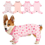 Bienbee Dog Pajamas, 4 Pack Dog Recovery Suit Shedding Suit Cute Soft Puppy Clothes Dogs Pjs Onesies Jammies Adjustable Breathable & Stretchy Clothes for Small Medium Large Dogs Girl Boy Puppy-XL